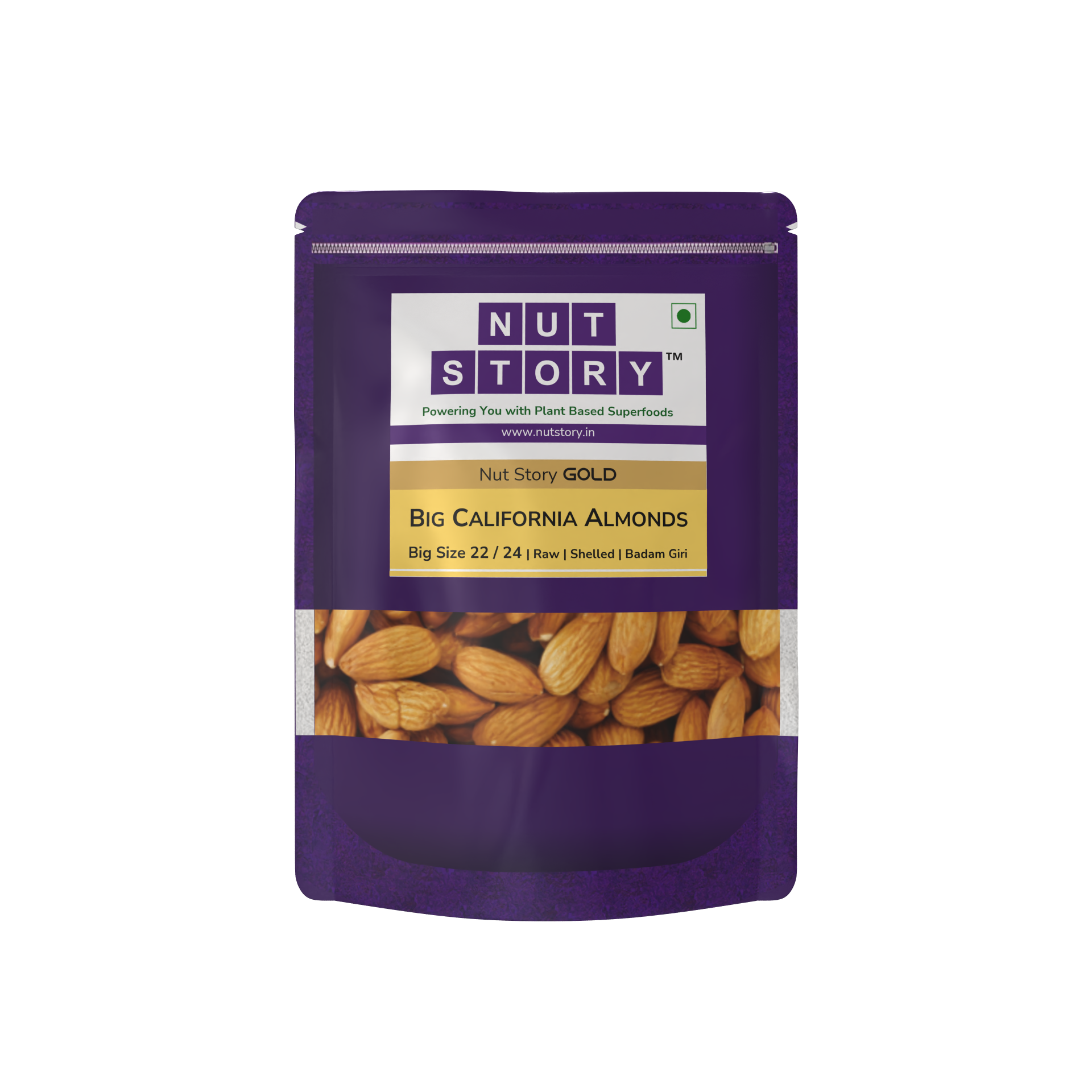 Close-up of Nut Story Gold California Almond kernels showing consistent size and natural skin