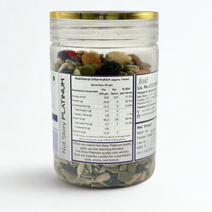 Nut Story Royal Munch Platinum trail mix jar — reusable rigid jar with screw lid for freshness