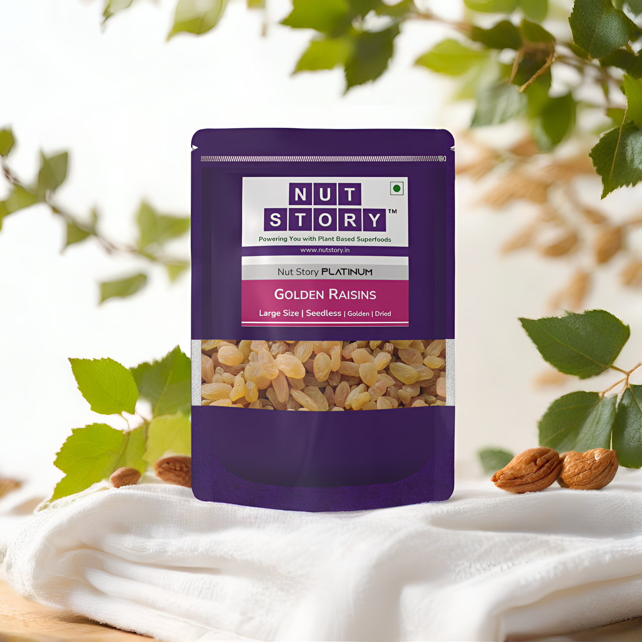 Nut Story Platinum Golden Raisins — sun-dried seedless golden raisins, front of pack