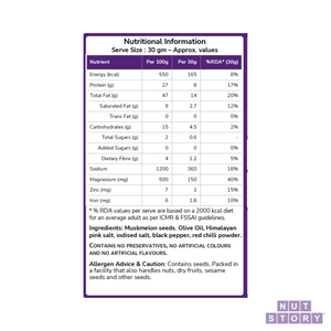 Nutritional information label for a food product with a purple border on a white background.