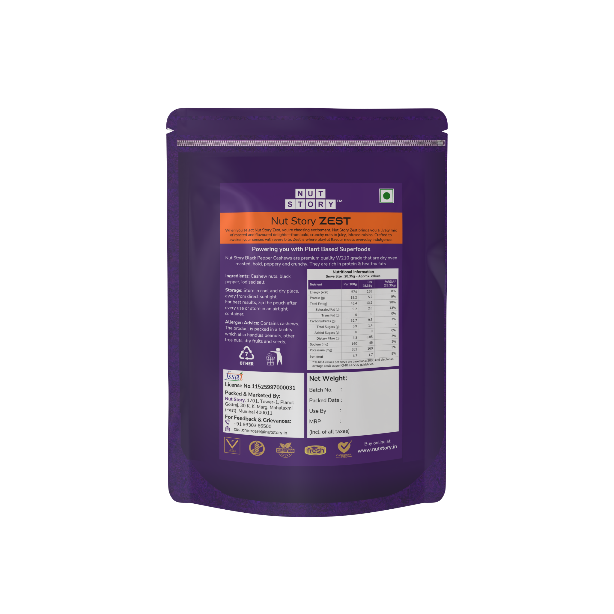 Nut Story Zest Black Pepper Cashews | 🌶️ W210 | Bold · Peppery · Crunchy