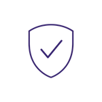 Purple shield icon with a check without background